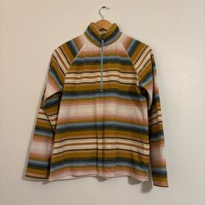 Eddie Bauer Striped Quarter Zip Fleece - Size Large